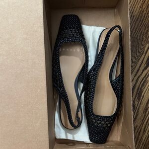 Elegant Black Woven Slingback Loafers